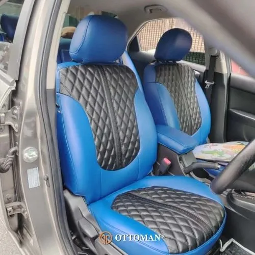 Kia Forte with Black & Sapphire Blue Ottoman seat covers