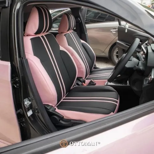 Perodua Axia with Black & Pink + Pink Ottoman seat covers